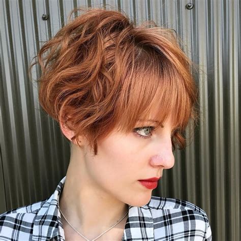 wavy short bob with bangs